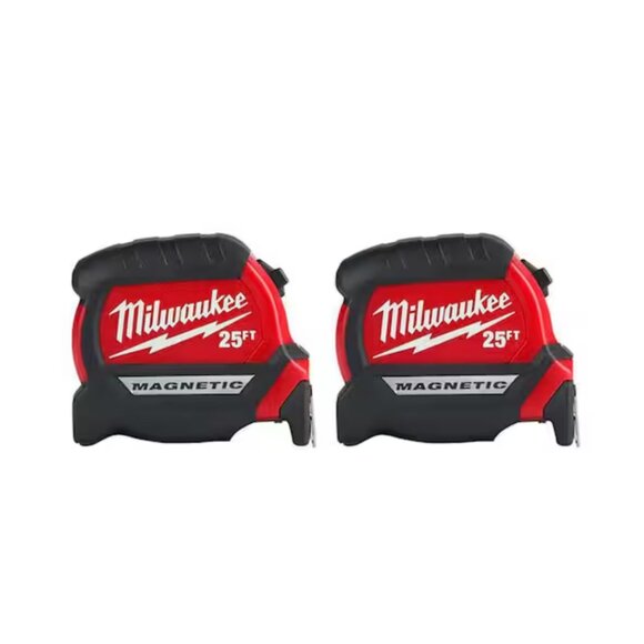 Milwaukee 25 ft Compact Magnetic Tape Measure 15 ft. Reach 2-Pack - Picture 5 of 7
